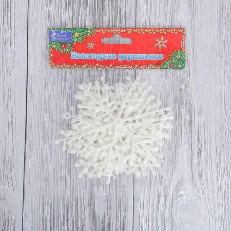 Christmas tree decoration "Small Snowflake" (set of 6 pcs) D-10 cm, white-1