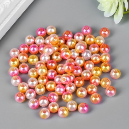 Beads for creativity plastic "gradient rose-yellow" set of 20 g, d = 0.8 cm, a mix of holes/without