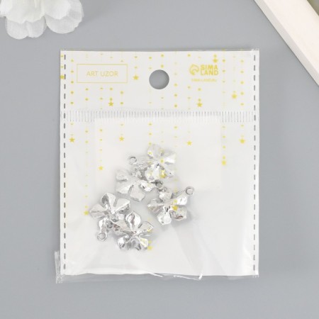 Decor for creativity metal, rhinestones "Five -up with a edging" silver 1.9x1.7 cm-3