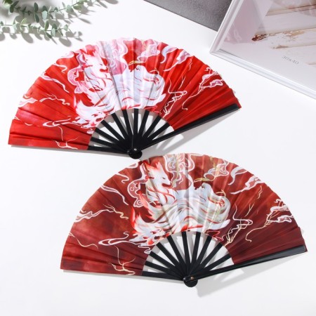 Fan plastic, textiles h = 27.5 cm "Fiery Fox" mix
