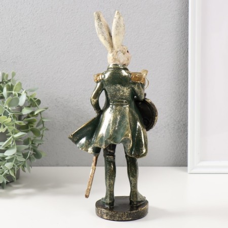Polystone souvenir with the clock "Hare in the military camisole" 9.5x12x30 cm-2