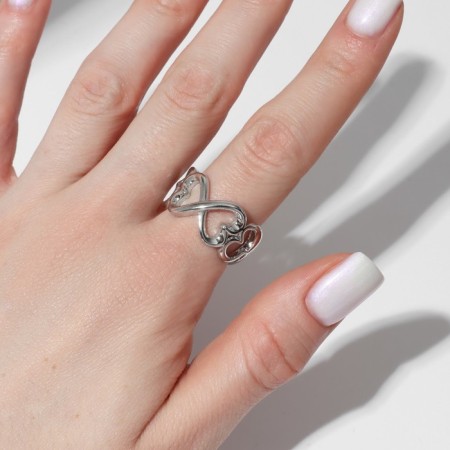 The ring "infinity" of the heart, the color is silver, dimensionless-1