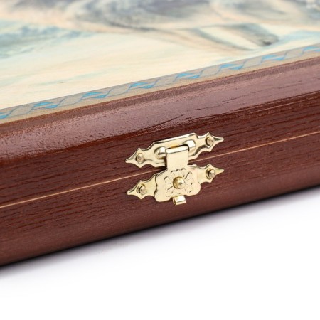 Wooden backgammon with checkers "wolves", board game, 40 x 40 cm-5