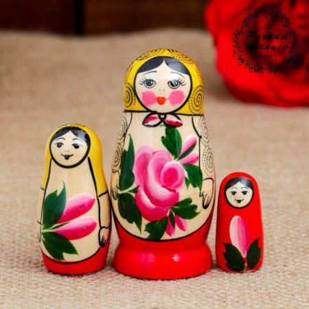 Matryoshka "Semenovskaya", 3 puppet, 7 cm, highest category