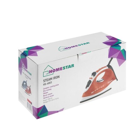 Iron Homestar HS-4003, 2000 W, ceramic sole, 200 ml, white red-6