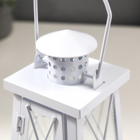 Climber metal, glass for 1 candle "Lantern" white 21x11x11 cm-3