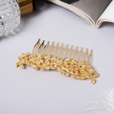 Liberty hair crest, small leaves, 8x4 cm, gold
