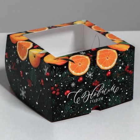 Box for Capcakes "New Year" 16 x 16 x 10 cm, New Year-1