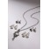 Set of 5 objects: 4 pairs fluffs, pendant "gymnast", white color in silver, 40 cm