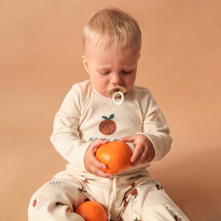 T -shirt with DL. Sleeve Kroshka I oranges p. 62-68, milk-2
