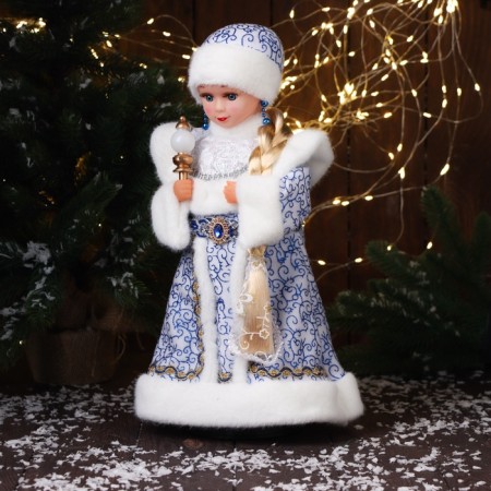 Snow Maiden "In a fur coat with an ornament" moves, with backlight, 40x20 cm, blue-1