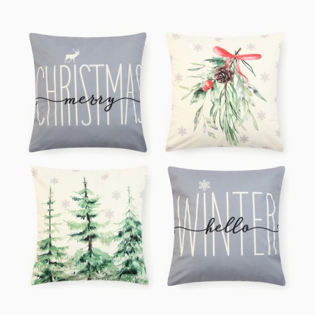 Set of decorative pillowcases Ethel "Hello, Winter" 40*40 cm - 4 pcs, 100% p/e, velor