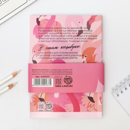 Smart notebook Cashbook A6, 68 sheets “Since March 8. Flamingo "-10