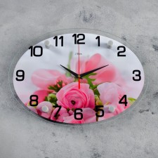Wall clock, interior: flowers, 