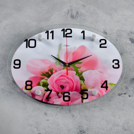Wall clock, interior: flowers, "tenderness", silent, 24 x 34 cm