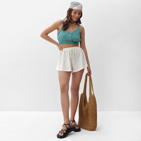 TOP shortened female MIST MUSLIN size l, col. turquoise-2