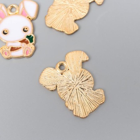 Decor for creativity metal, enamel "Bunny funny with carrots" 2.3x2 cm-1