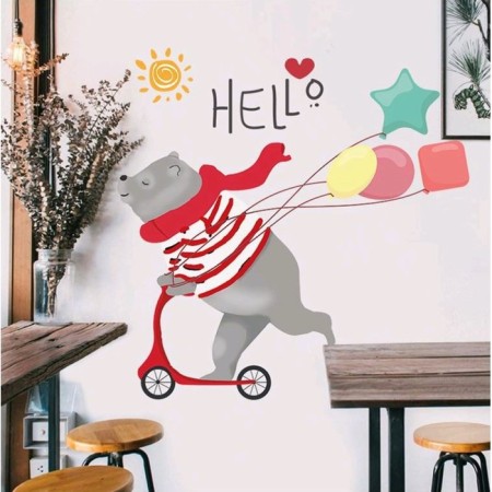 Plastic sticker Interior "Bear on Self -Cattle" 60x90 cm