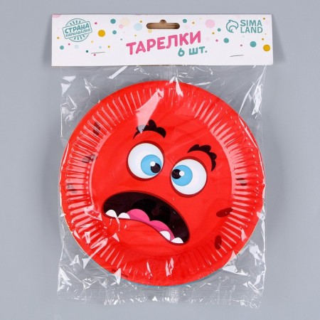 Disposable paper plate "Monster", mix, 18 cm, set 6 pieces-9