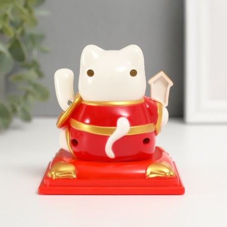 Plastic Plastic "White Mani-Neko in the Red Red robe" 8x8x8.2 cm-6