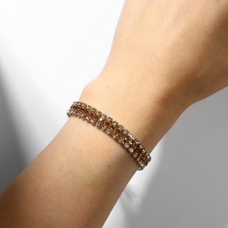 Bracelet with rhinestones "ice" elegance, lines, white-gold color, 18 cm-5