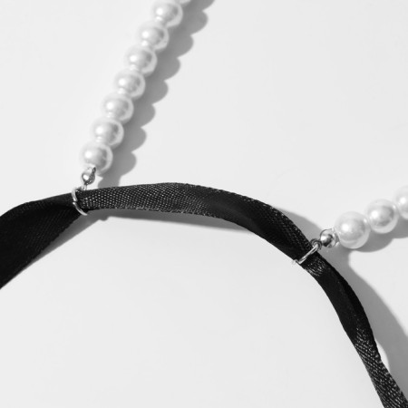 Choker "New Style" pearls with a tie, the color of black and white 40 cm-1