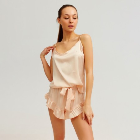 Female pajamas (T -shirt, shorts) minku: Light touch color beige, size 42-4