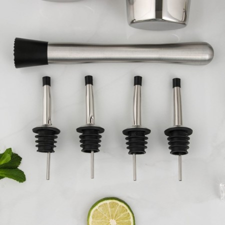 Olander bartender set, 10 items on a stand, stainless steel, silver-3