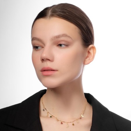 Choker "crescent" phases of the moon, colored in gold, 35 cm-4