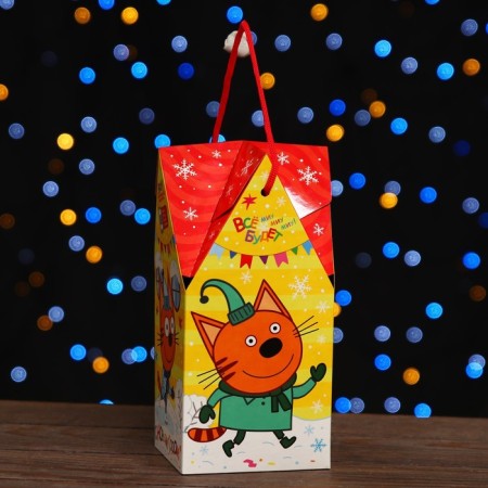 Gift folding box "Three cats" 10.5 x 10.5 x 21.5 cm-1