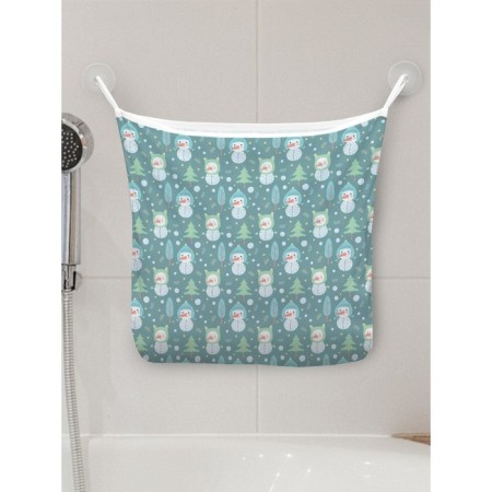 Organizer in a bath on suction cups “Snowmen in the forest”, for storing toys and trifles, size 33x39 cm