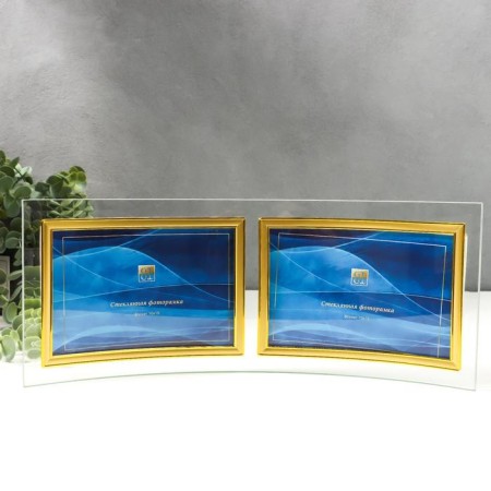 Photo frame Double glass "GT 214/-g" 10x15 cm, horizontal, gold