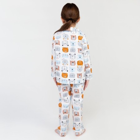 Pajama nursery (shirt, trousers) kaftan "animals" p. 98-104, white