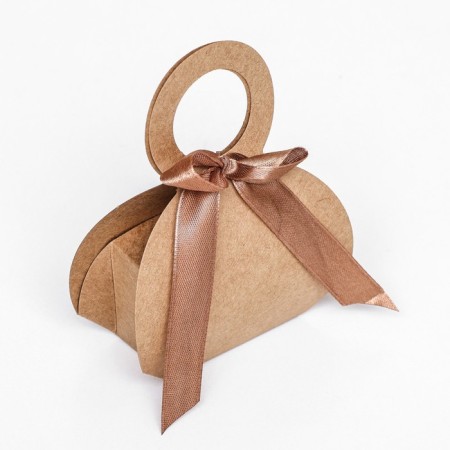 Folding box, with a bow and a pen, craft, 6 x 8 x 3 cm-1