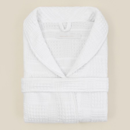 Wafel dressing gown men SL Home: Chess "Blanc de Blanc", size M, 100% cotton, 340 g/m2-13
