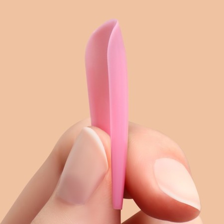 Patch nails, 24 pcs, ballerina shape, pale pink color-4