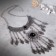 Necklace "openwork feathers" circle, black color in black silver, 35 cm