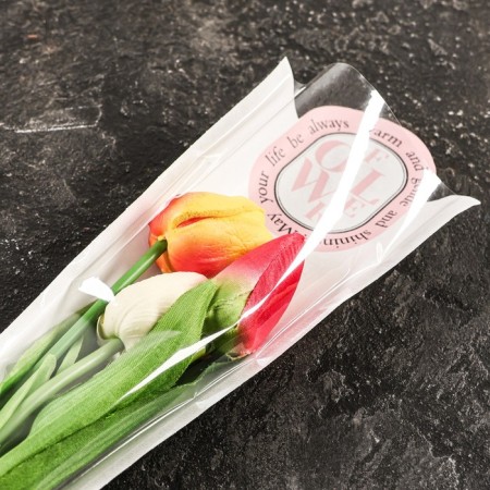 Package-cone for flowers, "flowers", white, 12.5x4x40 cm