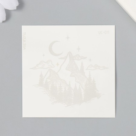 Tattoo on the body is blue waterproof "mountains and night sky" 6x6 cm