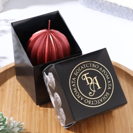 Figure candle "Ball facet", 6.5x6.5 cm, red, in the box-2