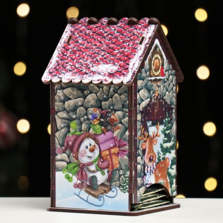 Tea house/ piggy bank, masonry, 16.5x10x9.1 cm-4