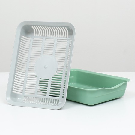 Tray with a grid No. 3, 34 x 25.5 x 7 cm, gray/olive-4
