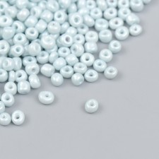 Бисер стекло 6/0 "Бело-голубой" макарун, глянец 450 гр