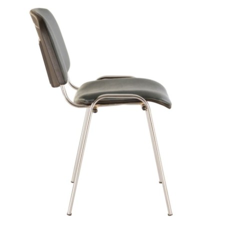 Stool for personnel and visitors to Brabix ISO CF-001, chrome frame, leatzers gray-2