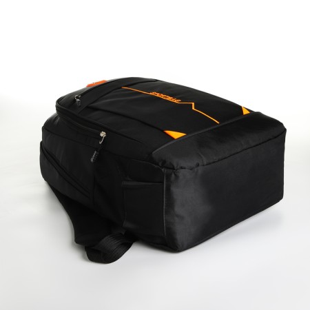Youth backpack on a zipper, 4 pockets, black color/orange-4