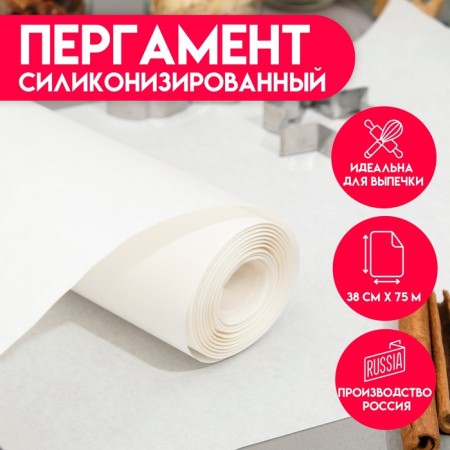 Parchment Siliconized, white, fatty, 38 cm x 75 m