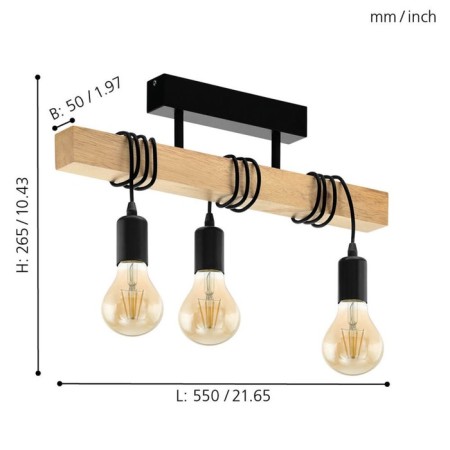 Townshend chandelier, 3x60W E27, brown color, black-2