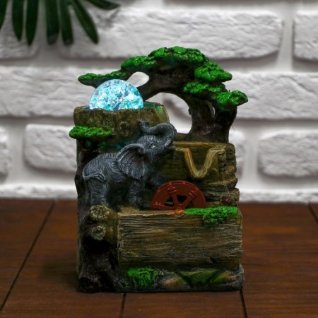 Fountain "Elephant at the rocks" 11x13x20 cm (with backlight)-2