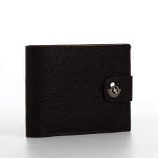 Male purse for magnet, department for bills, cards, coins, brown color