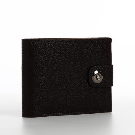 Male purse for magnet, department for bills, cards, coins, brown color